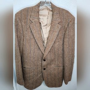 Andre Duval Men Wool Sport Suit Jacket Blazer Two Button Coat Gray Stripe Sz 38R